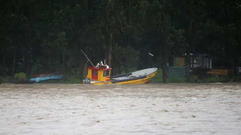 Crecida del río Maule en el sector de Constitución y Quivolgo.