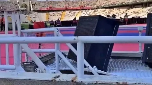 Así se ve en la primera fila del Estadio Olímpico Montjuic.