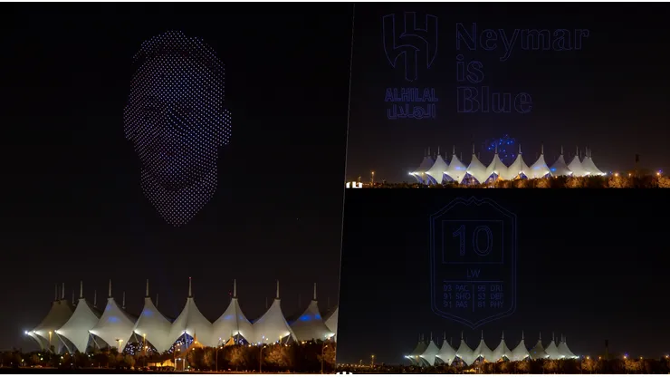 El cielo saudí se llenó de drones en honor a Neymar.