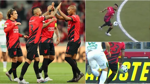 Arturo Vidal celebraba su primer gol en Athletico Paranaense antes de que lo anularan.