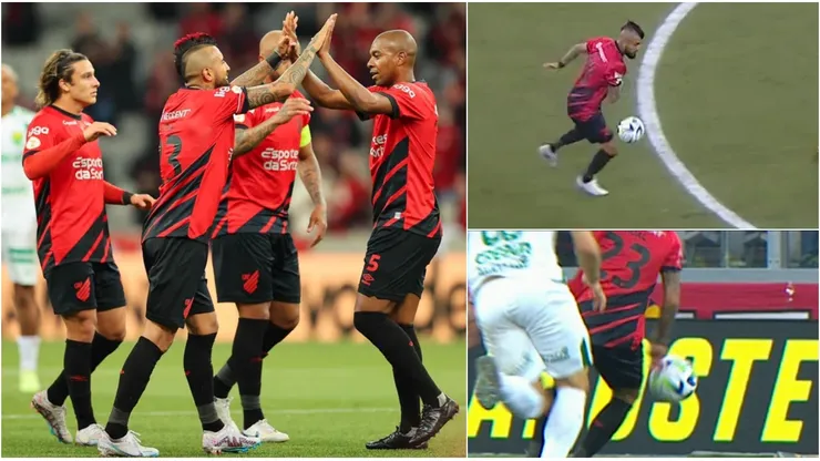 Arturo Vidal celebraba su primer gol en Athletico Paranaense antes de que lo anularan.