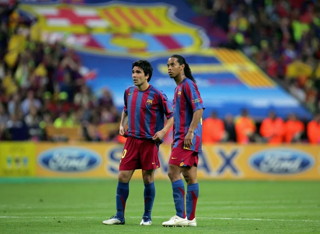 Deco junto a Ronaldinho, en la final de la Champions League 2006 ante Arsenal. Imagen: Getty.