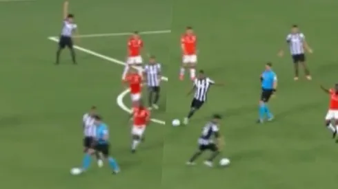 El árbitro se las dio de jugador mientras habían dos pelotas en la cancha.