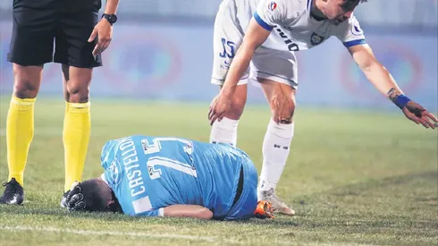 Gabriel Castellón herido desde las gradas en el partido que enfrentó a Huachipato con Unión Española.