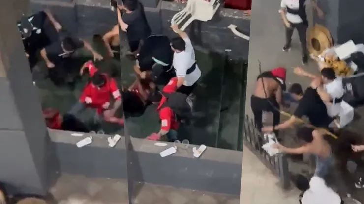 Más de diez hinchas de Olimpia atacaron sin piedad a uno de Flamengo.