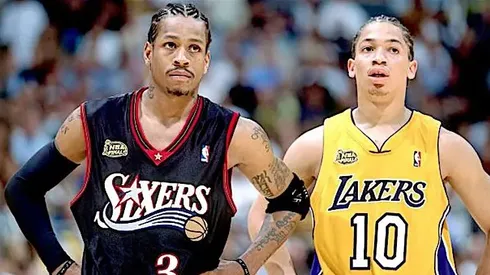 Tyronn Lue jugando las Finales de la NBA ante los 76ers de Allen Iverson