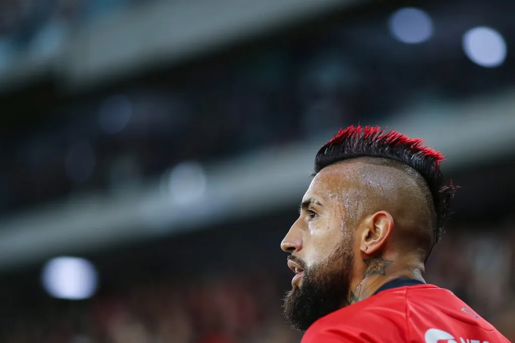 Arturo Vidal jugó los 90′ y anotó su penal en la eliminación del Athletico PR por la Copa Libertadores. (Heuler Andrey/Getty Images).