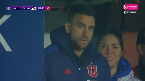 Las cámaras de TNT Sports mostraron a Zaldivia en la zona del túnel.