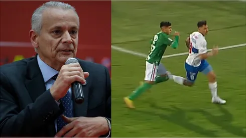 Javier Castrilli ataca a los árbitros chilenos tras penal no cobrado a Universidad Católica.