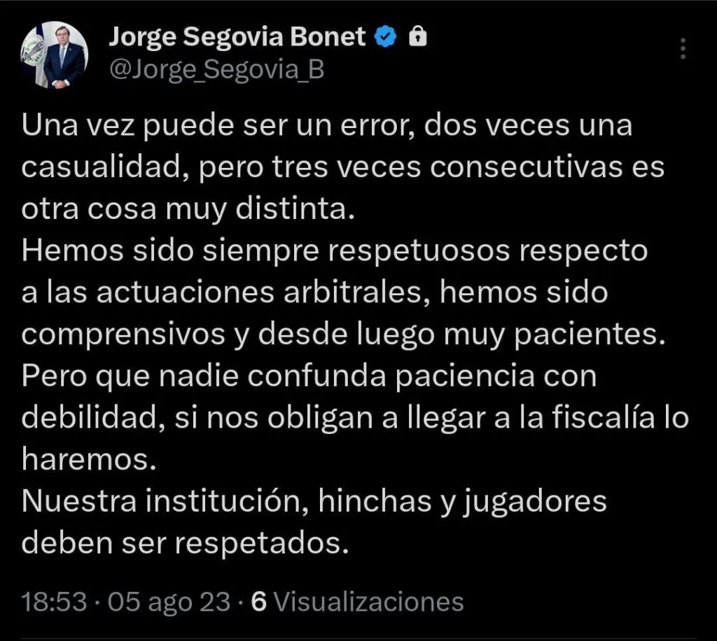 El polémico tweet de Jorge Segovia (@Jorge_Segovia_B)