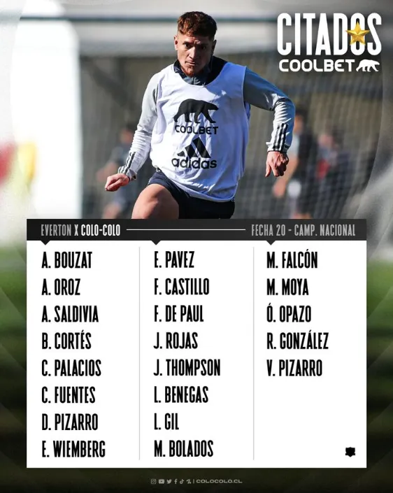 Los citados de Colo Colo ante Everton.