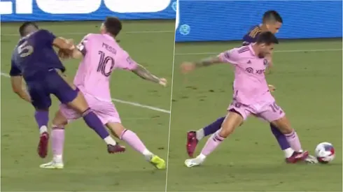 Lionel Messi entró con fuerza y no cobraron nada, pero apenas lo tocaron se sancionó una falta hasta con amarilla.