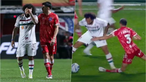 Así fue la aterradora lesión con la que Marcelo vio la tarjeta roja en Copa Libertadores. Luciano Sánchez debió ser trasladado a un centro médico.