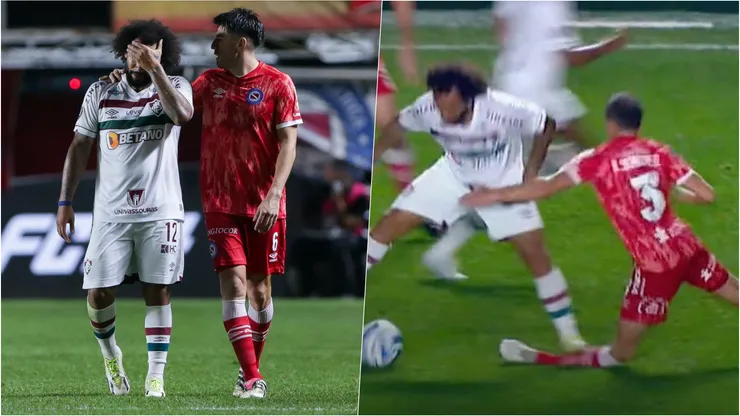 Así fue la aterradora lesión con la que Marcelo vio la tarjeta roja en Copa Libertadores. Luciano Sánchez debió ser trasladado a un centro médico.