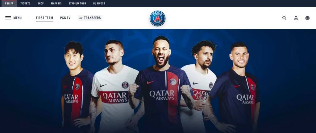 Así se ve el sitio del PSG sin la imagen de Kylian Mbappé.