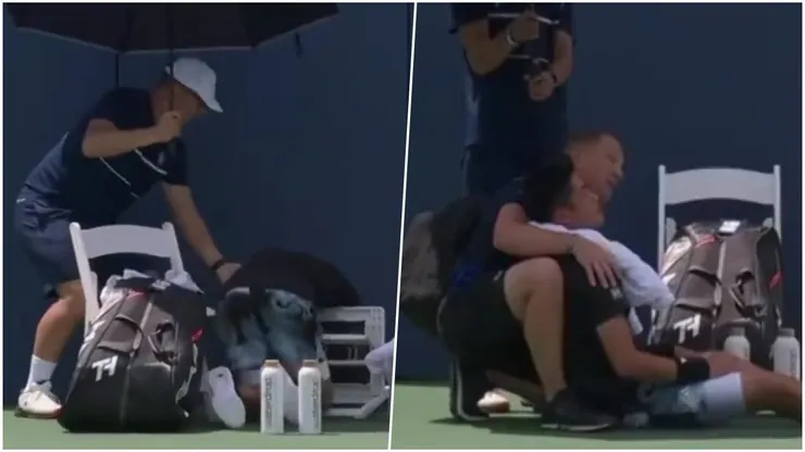 El tenista Yibing Wu se desploma en plena cancha.