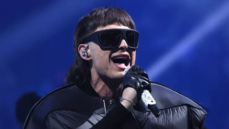NEWARK, NEW JERSEY - SEPTEMBER 12: Peso Pluma performs onstage at the 2023 MTV Video Music Awards on September 12, 2023 in Newark, New Jersey. (Photo by Dia Dipasupil/Getty Images)
