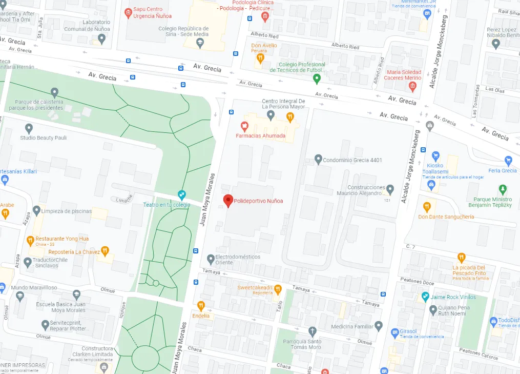 Te ayudamos con la ubicación del Polideportivo de Ñuñoa, sede de la Final Nacional de Red Bull Batalla. Foto: Google Maps.