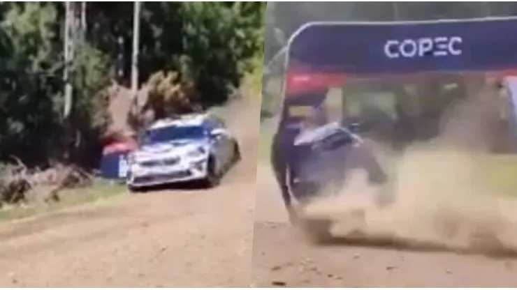 Mario Parra y Matías Leiva volcaron su vehículo cuando iban llegando a la meta en el WRC Chile.