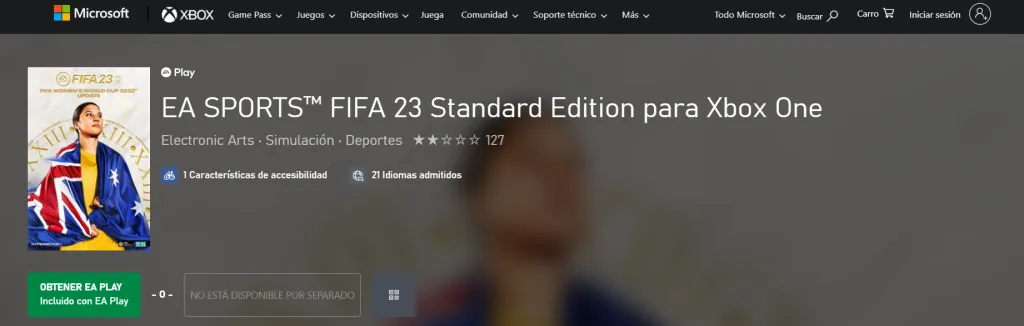 En el caso de Microsoft, la única opción de obtener FIFA 23 es mediante descarga con EA Play.