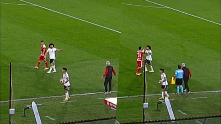 Falcón y Basay tuvieron un duro encontrón en la cancha del Monumental.