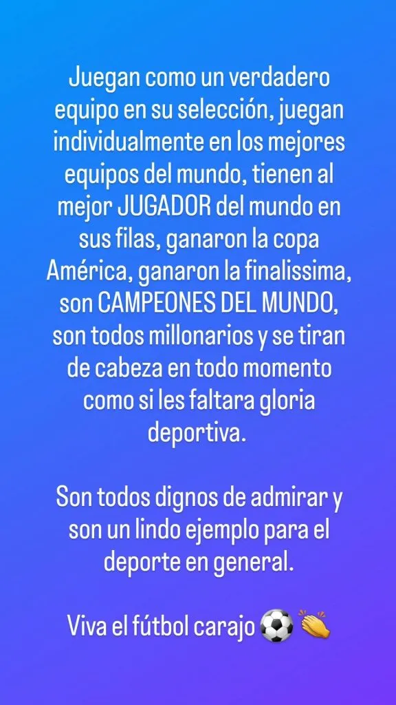 El posteo de Marcelo Díaz hacia la Selección Argentina (@chelodiaz_21)