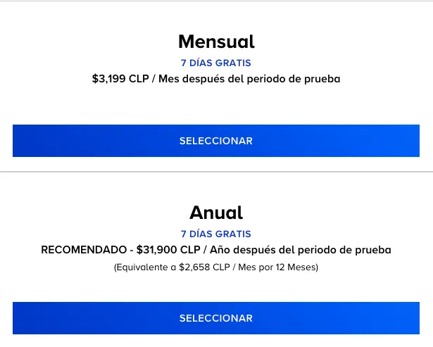 Valores publicados en la página web.
