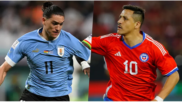 Darwin Núñez y Alexis Sánchez comandarán las delanteras de Uruguay y Chile este viernes.