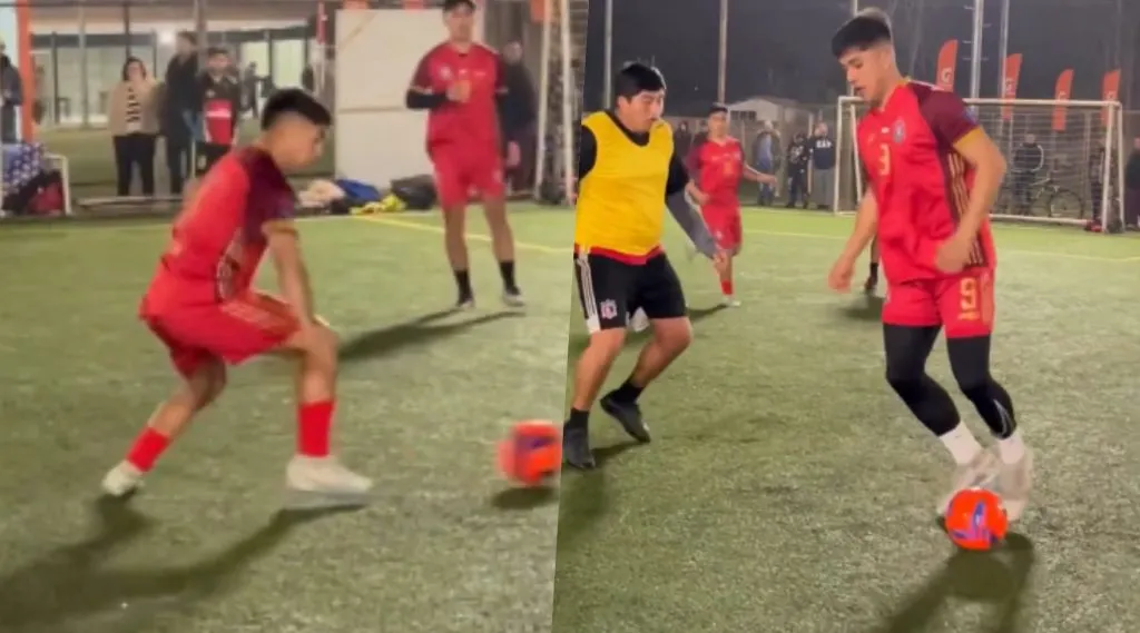 Jordhy Thompson y Damián Pizarro hace semanas que fueron captados jugando en unas canchas de Maipú. Es más, ya estaban amonestados por Colo Colo. | Foto: Captura.