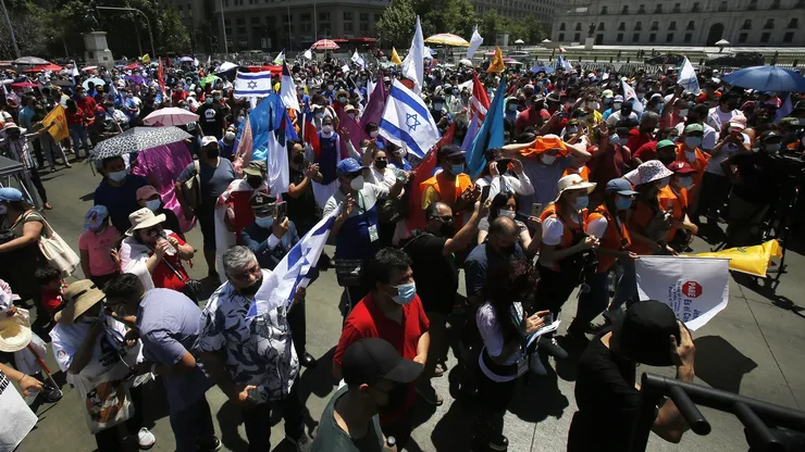 Santiago, 30 de octubre de 2021. Se realiza la “Marcha por Jesús” en el Día Nacional de las Iglesias Evangélicas y Protestantes.