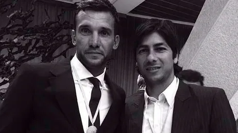 Foto con un crack: Pajarito y Shevchenko.