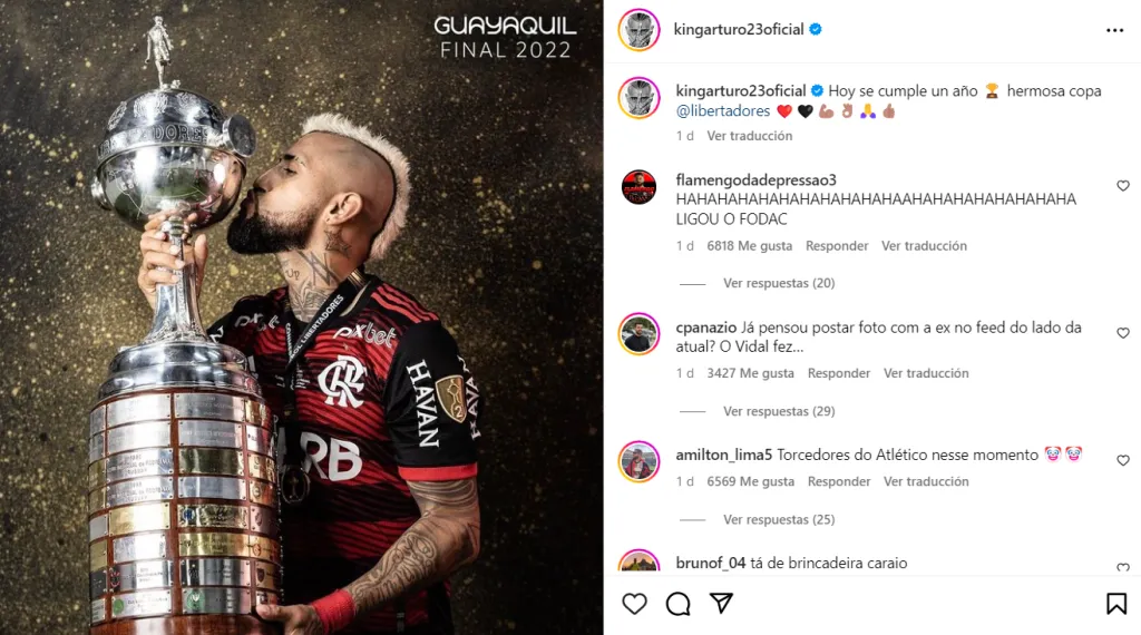 La foto de Arturo Vidal que dejó la grande. (Captura Instagram).