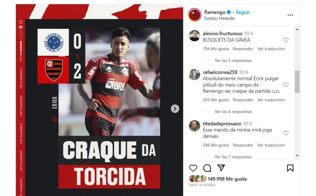 Pulgar es elegido como el mejor del partido por la hinchada