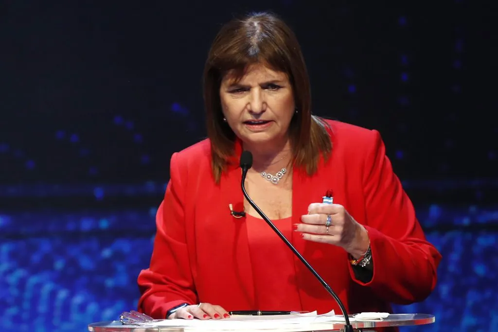 BUENOS AIRES, ARGENTINA – OCTOBER 08: Presidential candidate for Juntos Por El Cambio Patricia Bullrich speaks during the final debate ahead of the presidential elections at Facultad de Derecho of Universidad de Buenos Aires on October 08, 2023 in Buenos Aires, Argentina. Amid rising inflation and a political crisis, Argentinians will go to the polls on October 22 to elect Alberto Fernandez’s successor. (Photo by Agustin Marcarian – Pool/Getty Images)