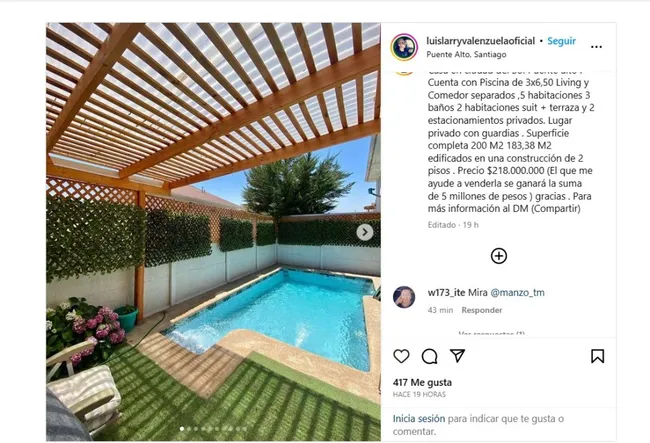 Luis Valenzuela y la oferta de su casa.