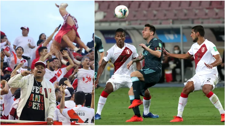 Hinchas de Perú se dan vuelta y apoyan a Messi y Argentina.