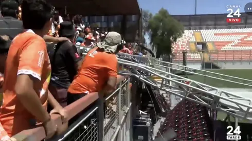 El momento en que cayó la pantalla en Calama
