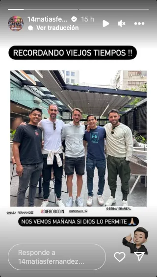 De izquierda a derecha: Nazareno Fernández, Diego Godín, Gonzalo Rodríguez, Matías Fernández y Sebastián Viera. | Foto: Instagram