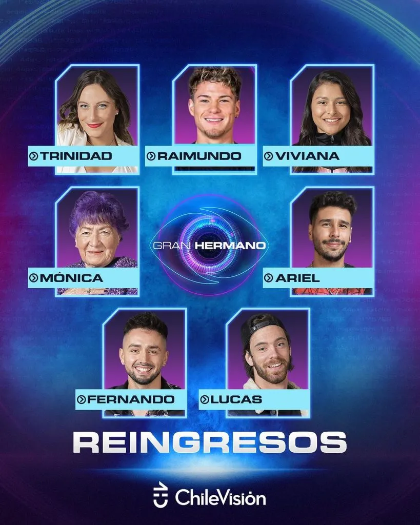 Estos eran los 7 que partieron en esta votación de reingreso en Gran Hermano. (Foto: Chilevisión)