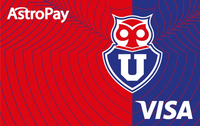 Esta es la tarjeta de débito de Universidad de Chile de la mano de AstroPay que pueden adquirir los hinchas. Foto: AstroPay.