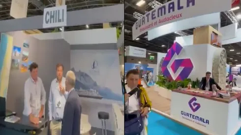 Pequeño stand de Chile comparado con el de otros países