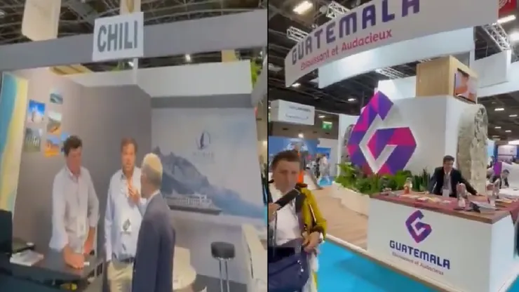 Pequeño stand de Chile comparado con el de otros países