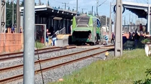 Accidente ocurrido en San Pedro de la Paz entre un Biotren y un bus.