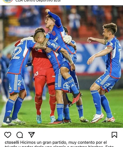 La publicación de Toselli en Instagram tras el triunfo de Universidad de Chile. | Foto: Captura.