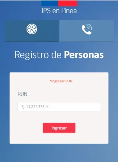 Pantallazo de la plataforma IPS en Línea
