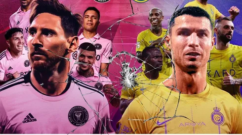 El afiche del partido que iban a jugar Messi ante Cristiano Ronaldo.