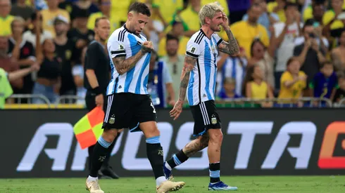 Nicolás Otamendi celebra el gol ante todo el Maracaná.