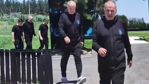 Marcelo Bielsa salió a tomarse fotos con los hinchas de la Celeste.