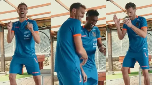 Javier Burrai mostró sus dotes en el baile. Fue felicitado por Alexander Domínguez, otro de los goleros que compite con Hernán Galindez.