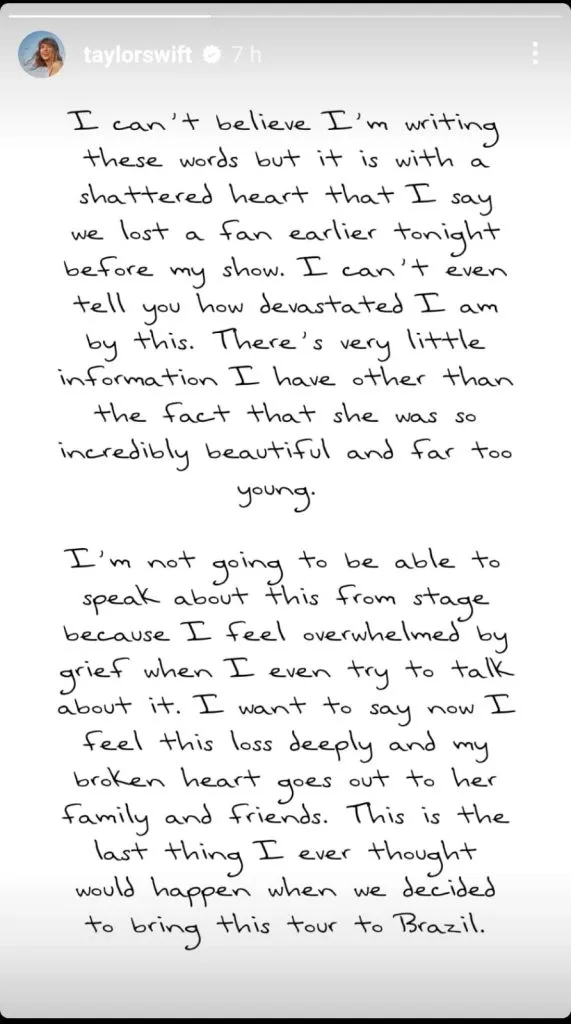 Taylor Swift vía Instagram